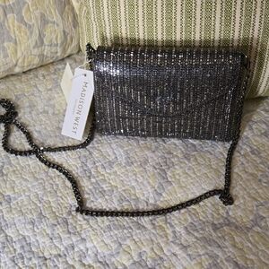 Madison West Silver Chain Crossbody Bag